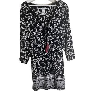 American Rag Floral Black and White Dress Long Sleeves. Size: 1X